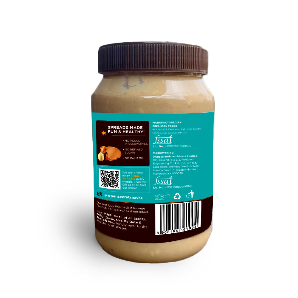 Open Secret Unjunked Unsweetened Peanut Butter- Crunchy (Pack of 2)