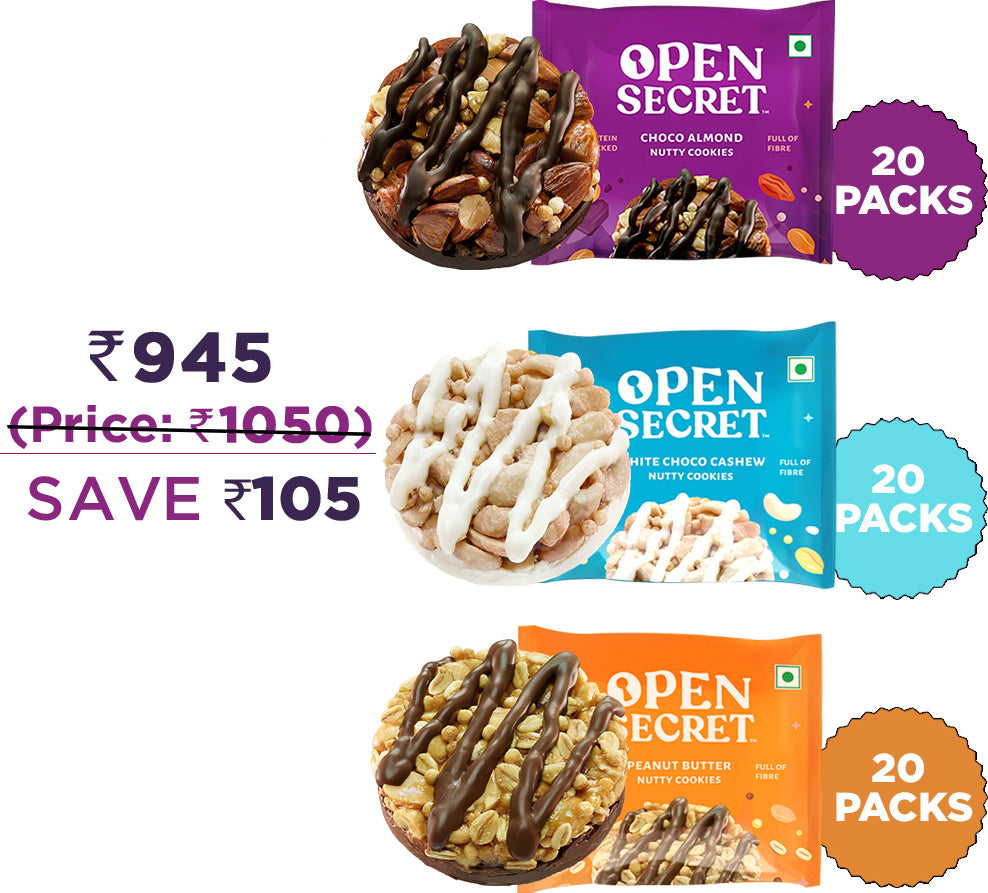 Open Secret Assorted Nutty Cookies - Pack of 60 | Rakhi Gift Set