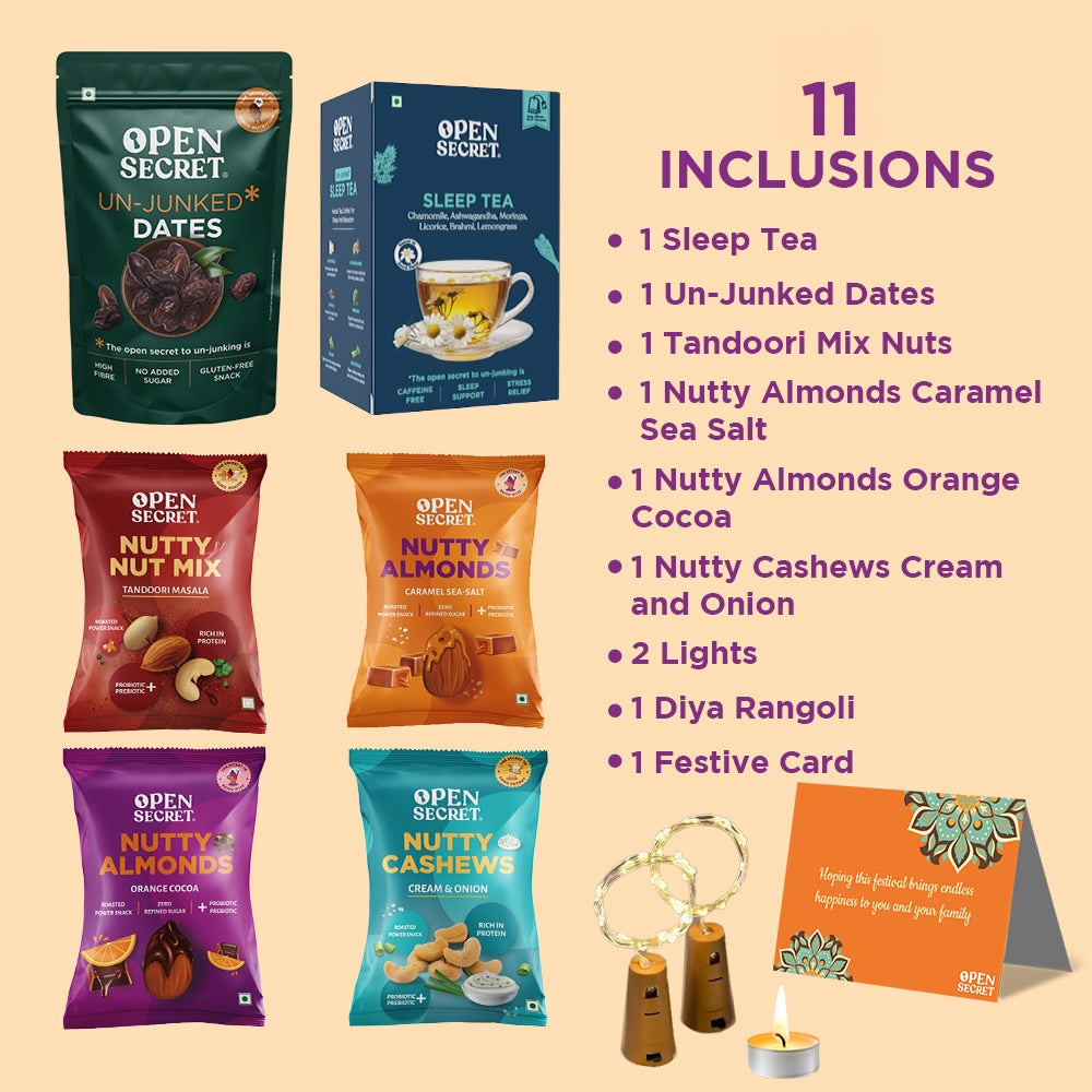 Open Secret Flavored Dry Fruits and Herbal Tea Gift Box | Diwali Gifting | Gift Hamper