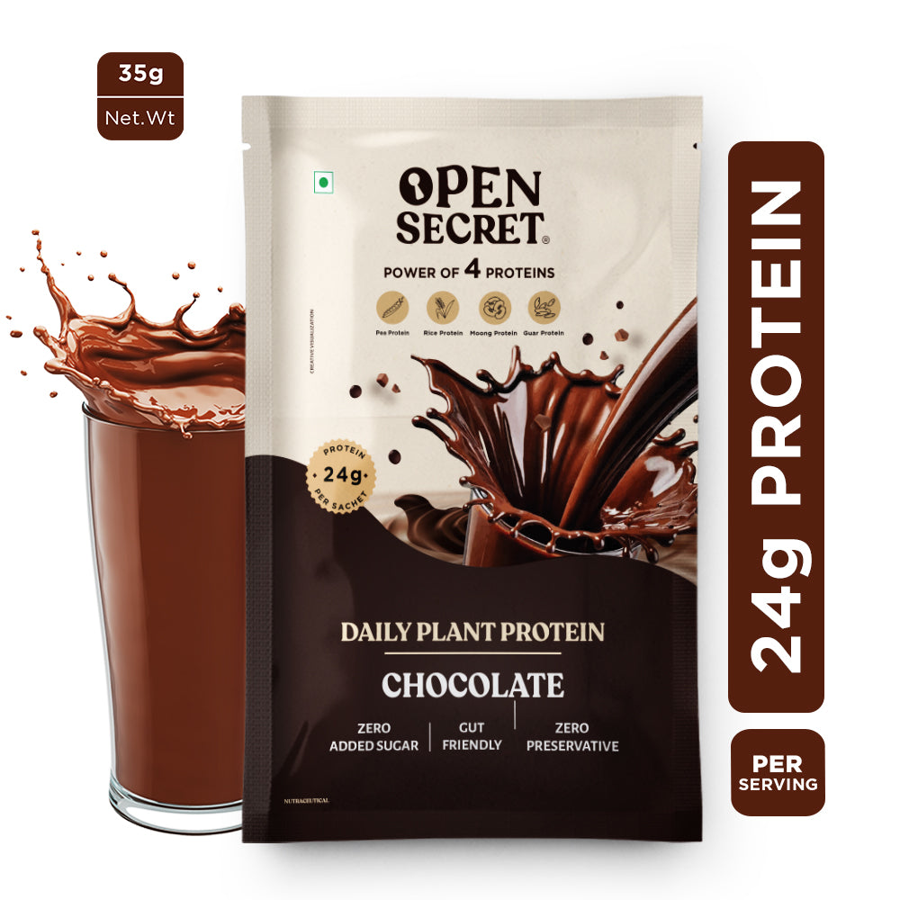 Open Secret Plant Protein Powder | Pack Of 2 | 24g Protein Per Sachet | Pea & Rice Protein Isolate | Vegan Protein |
