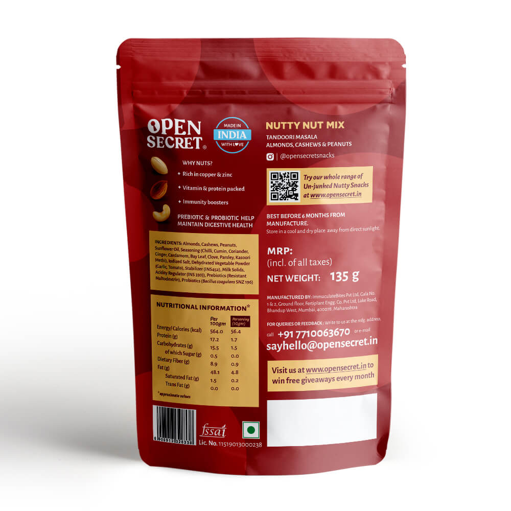 Open Secret Nut Mix | Tandoori Masala  (135g)