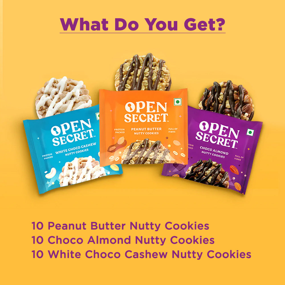Open Secret Assorted Nutty Cookies - Pack of 30 | Rakhi Gift Set