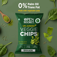 Open Secret Spinach Chips | Heathly Snacks, 0% Palm Oil, Contains Protein and Vegetables | Guilt Free | 40g