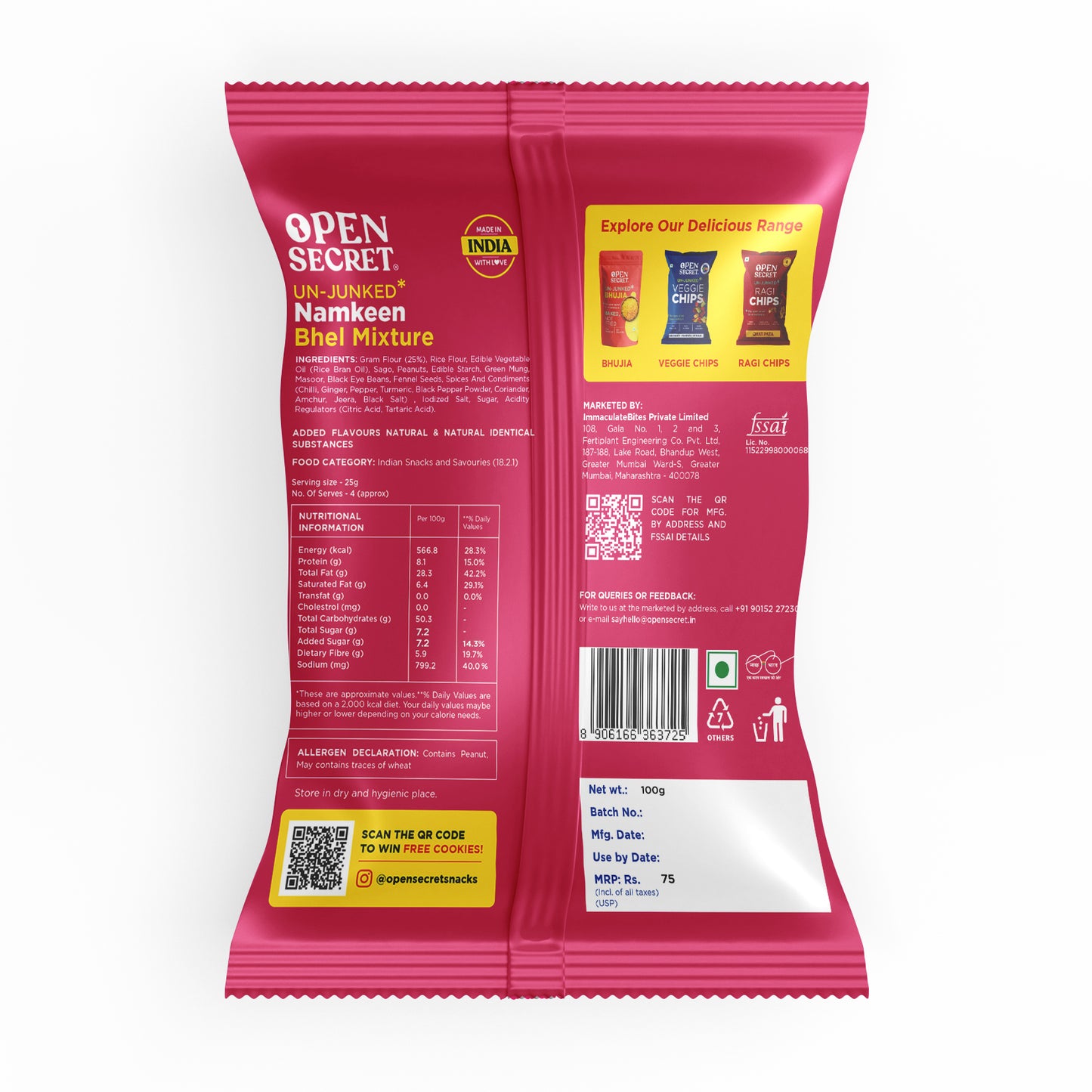 Open Secret Unjunked Bhel Namkeen 100g
