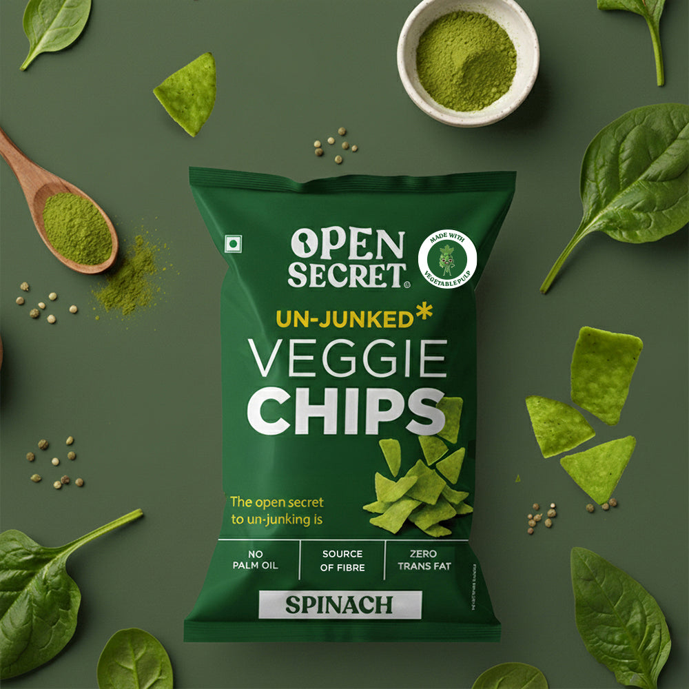 Open Secret Spinach Chips | Heathly Snacks, 0% Palm Oil, Contains Protein and Vegetables | Guilt Free | 40g