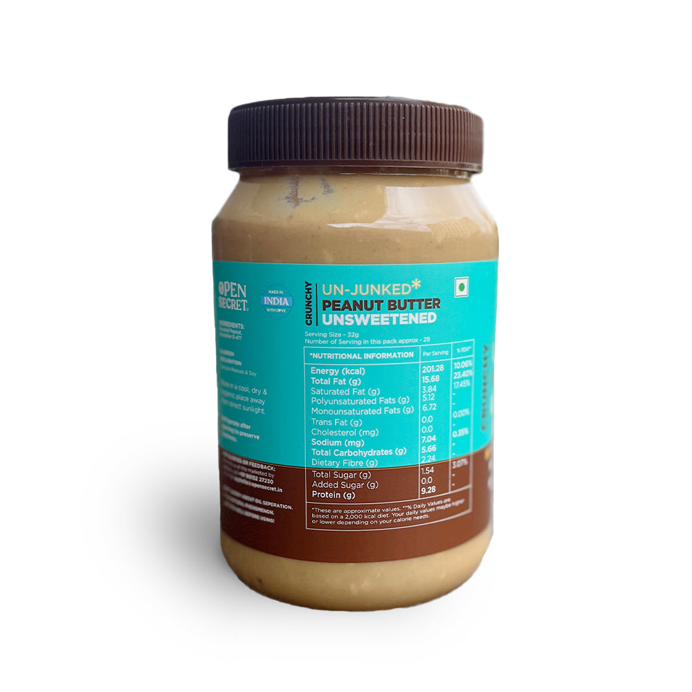 Open Secret Unjunked Unsweetened Peanut Butter- Crunchy (Pack of 2)