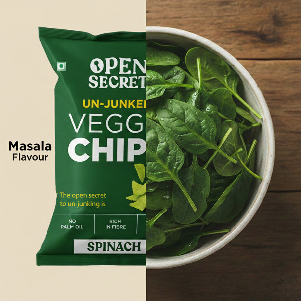 Open Secret Spinach Chips | Heathly Snacks, 0% Palm Oil, Contains Protein and Vegetables | Guilt Free | 40g