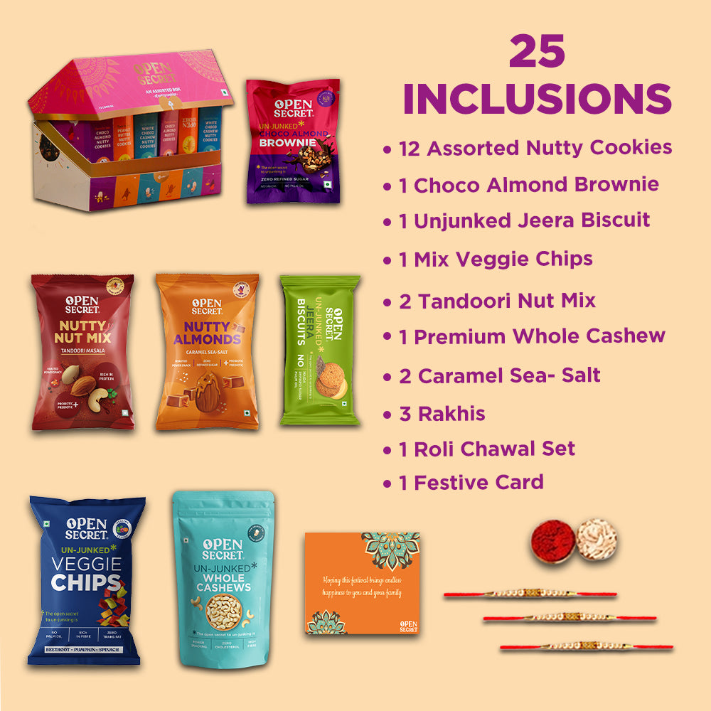 Open Secret Rakhi Set for Brother | Combo of 26 | Rakhi Gift for Brother & Bhabhi, Gift Hamper, Rakshabandhan Gifts for Sister