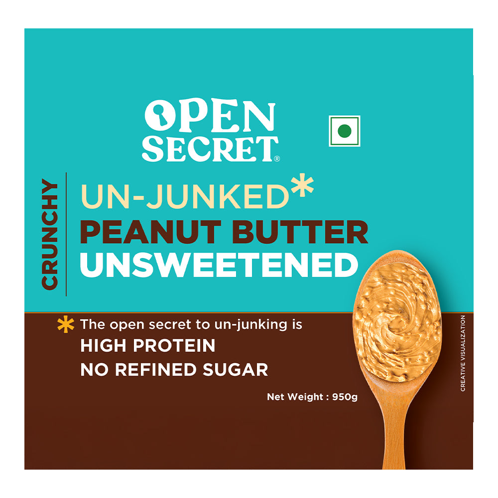 Open Secret Unjunked Unsweetened Peanut Butter- Crunchy (Pack of 2)