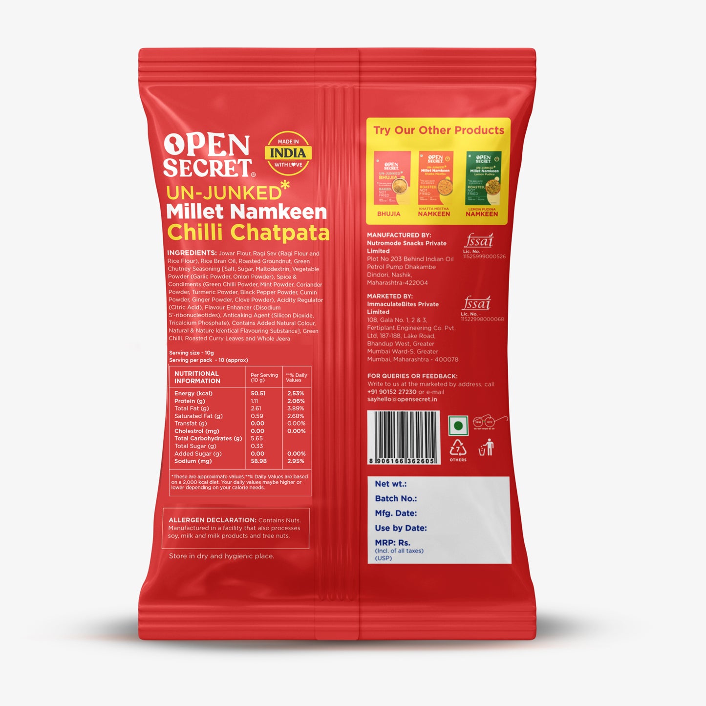 Chilli Chatpata Millet Unjunked Namkeen (100g)