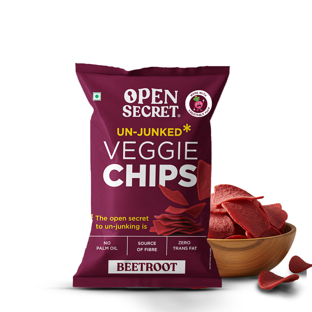 Open Secret Beetroot Chips | Heathly Snacks, 0% Palm Oil, Contains Protein and Vegetables | Guilt Free | 40g