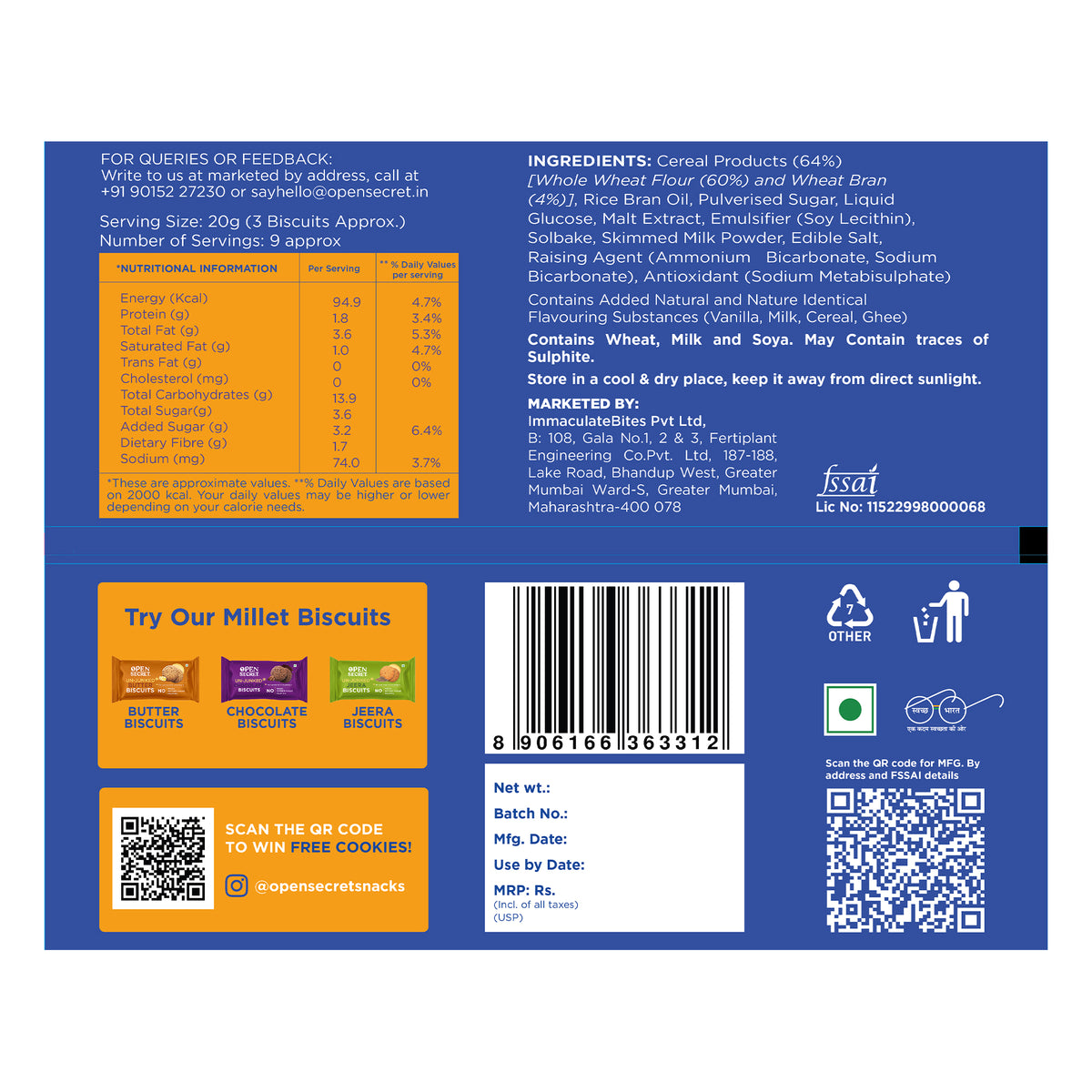 Open Secret Digestive Biscuit 900g