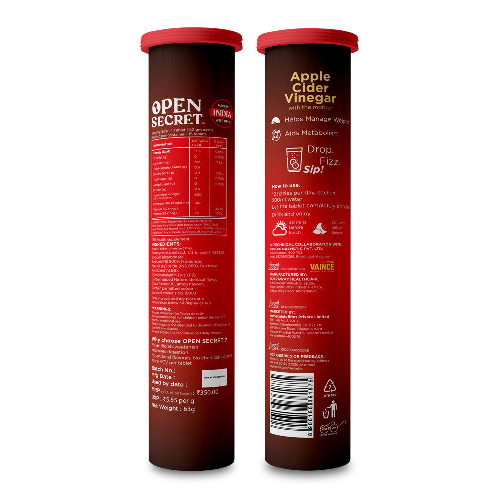 OS Apple Cider Vinegar With The Mother - Pack of 12 (Cola Flavor)