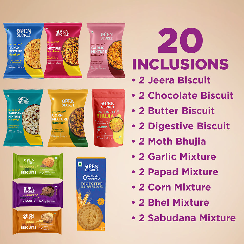 Chai Time Snack Box - 20 Assorted Unjunked Snacks