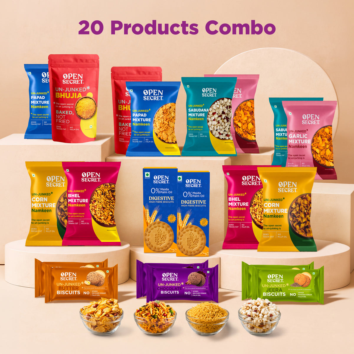 Chai Time Snack Box - 20 Assorted Unjunked Snacks
