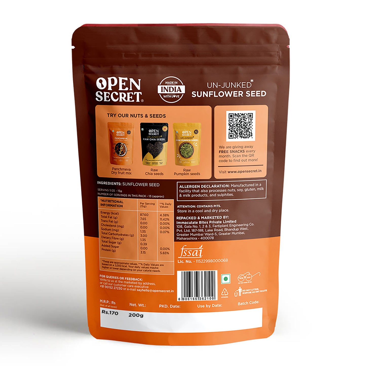 Open Secret Sunflower Seeds 200g
