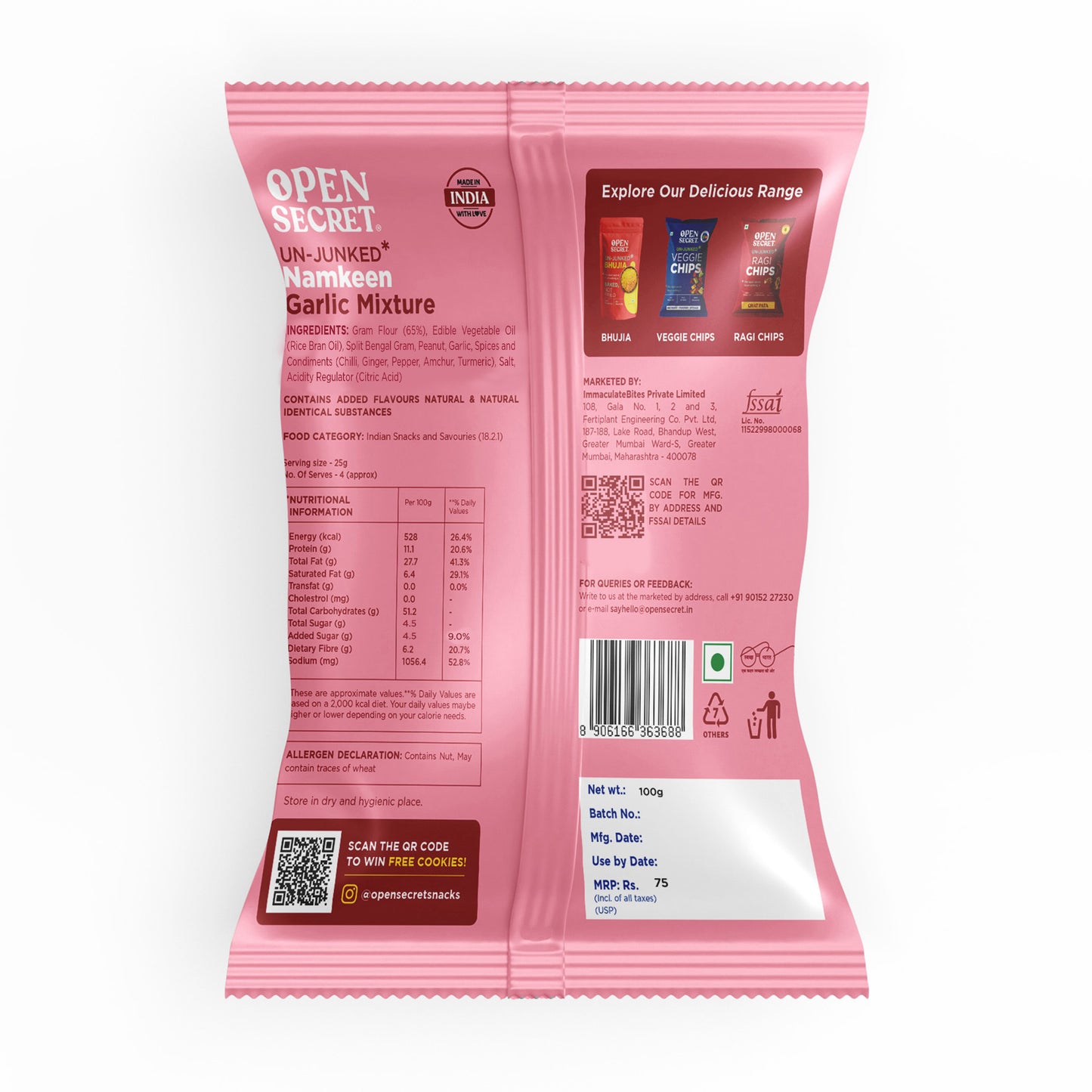 Open Secret Unjunked Garlic Namkeen 100g