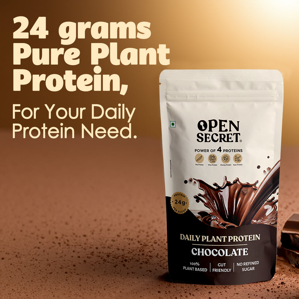 OS Daily Plant Protein In Chocolate Flavor (500gm) + Free Shaker Worth Rs 500