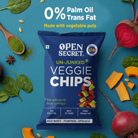 Open Secret Veggie Chips Beetroot, Pumpkin, Spinach | Heathly Snacks, No Palm Oil, Contains Protein | Guilt Free | 40g